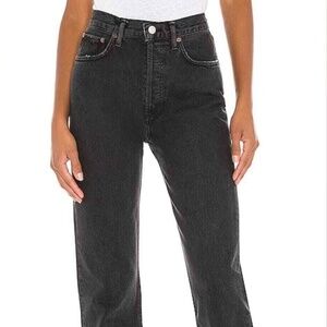 Agolde 90’s Pinch Waist High Rise Straight Black Tea Wash Size 29